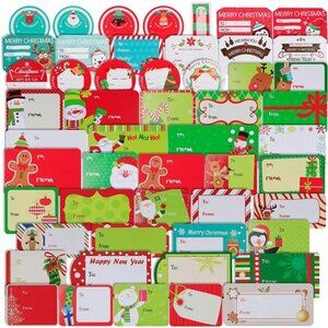 144 PCS Christmas Sticker Labels, Self Adhesive Name Tags Christmas Stickers